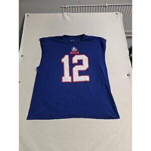 JIM KELLY No. 12 BUFFALO BILLS Shirt Hall Of Fame 2XL Cut Off Arms